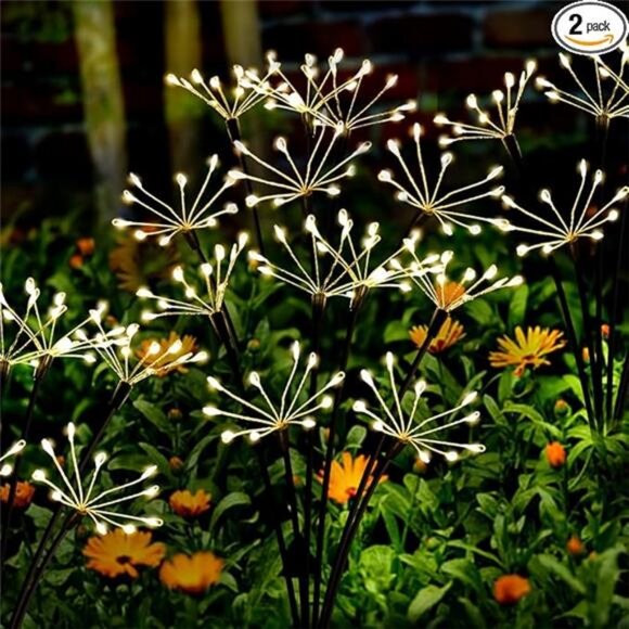 Solar Garden Lights 2 Pack Twinkling Solar Firework Lights with 2 Modes 120LED - Picture 7 of 7